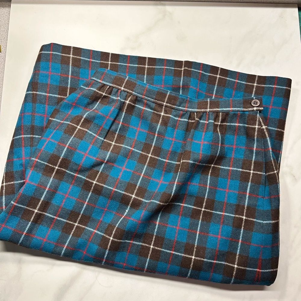 Vintage Pendleton Virgin Wool Plaid Skirt, Fully Lined, Size 8 Business Casual